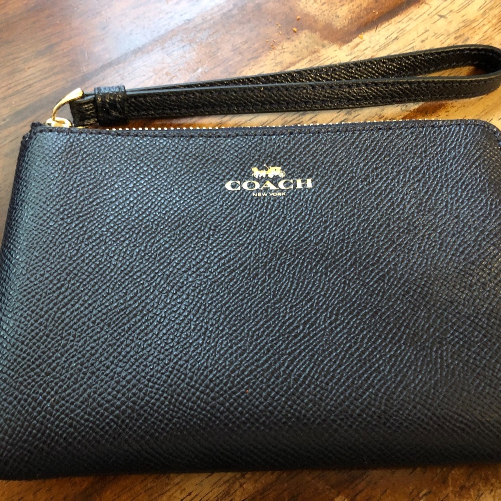 Coach Leather Wristlet Black